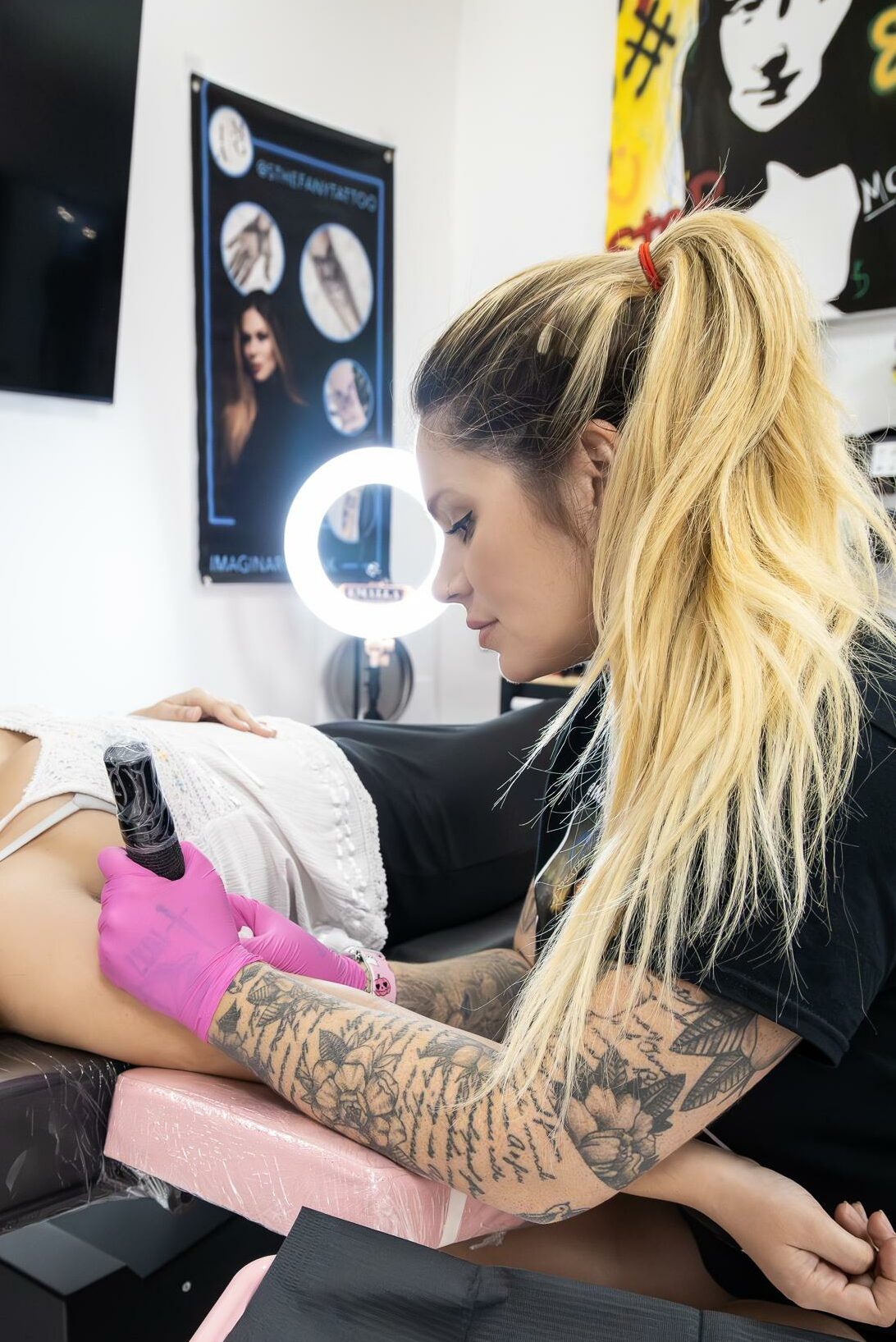 Studio during tattooing women